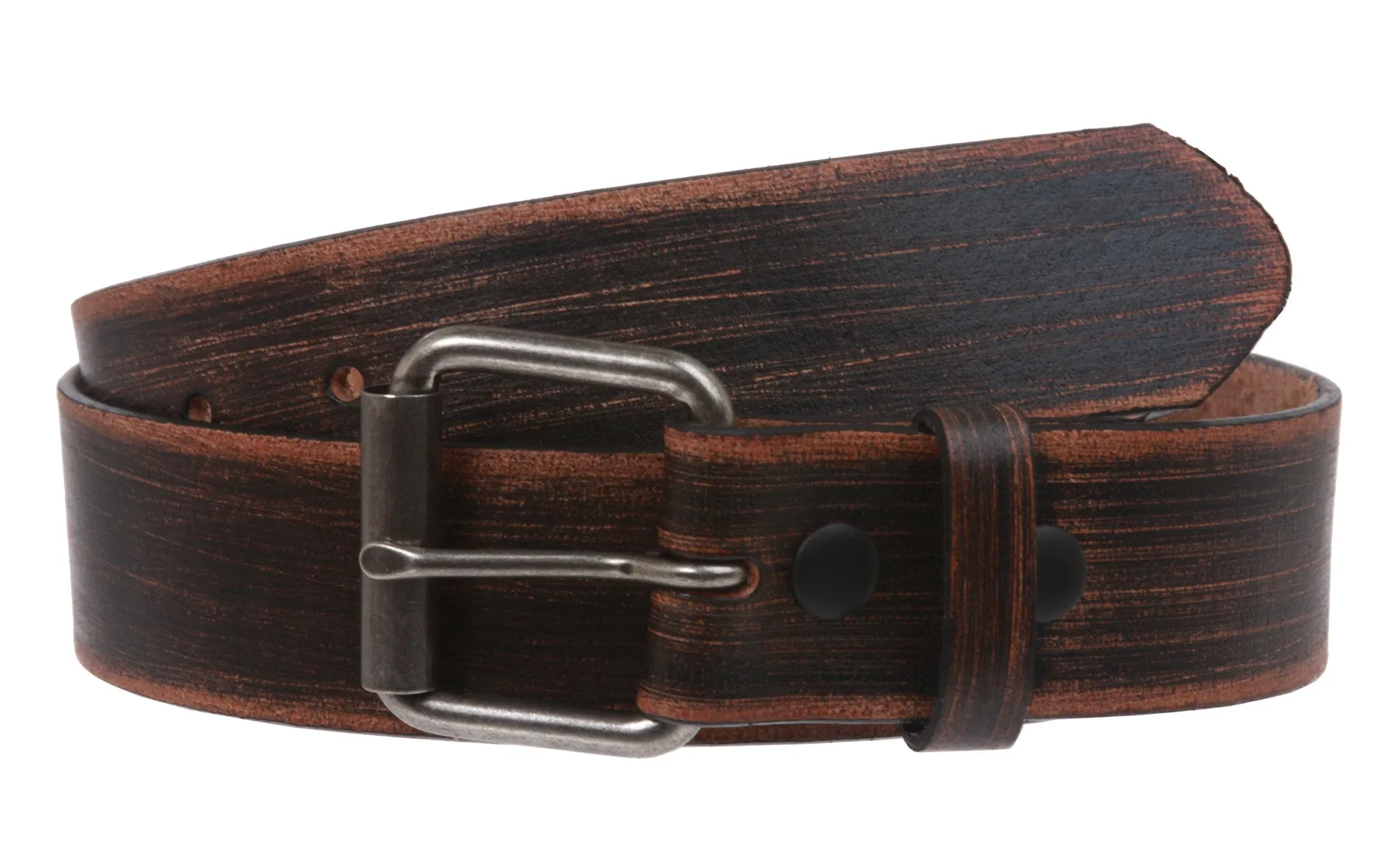 1 1/2" (38mm) Cowhide Vintage Retro Distressed Solid Leather Belt