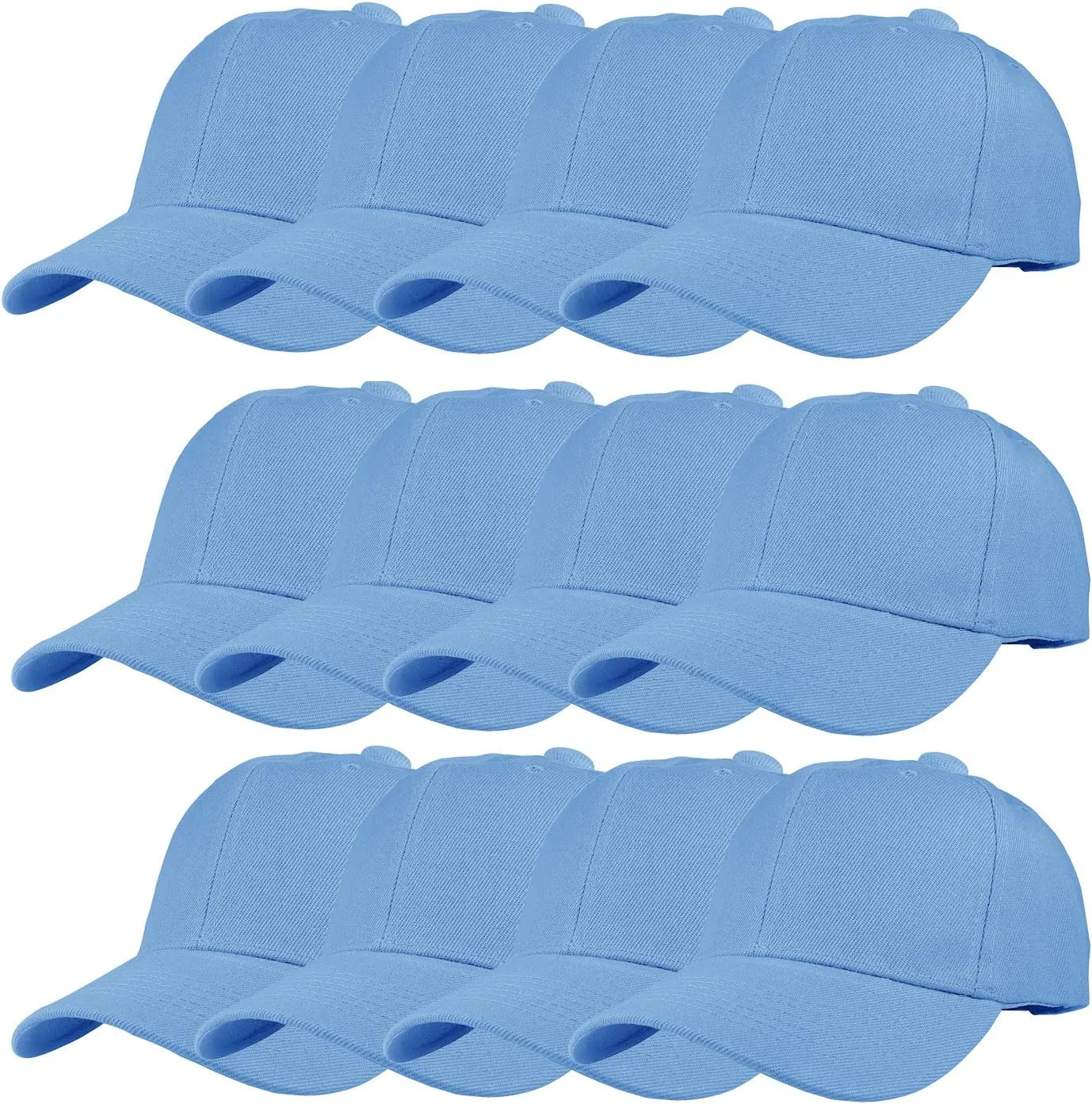 12 Pack Wholesale Unisex Plain Solid Color Adjustable Baseball Caps Hats
