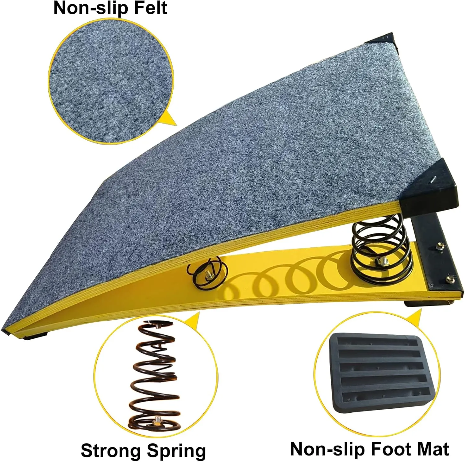 4 Springs Gymnastics Springboard for Kids Vaulting Training Fitness Playing, Portable Curved Spring Board, Hard Wood Practice Equipment, Elastic Board for Home Room Athletics Training