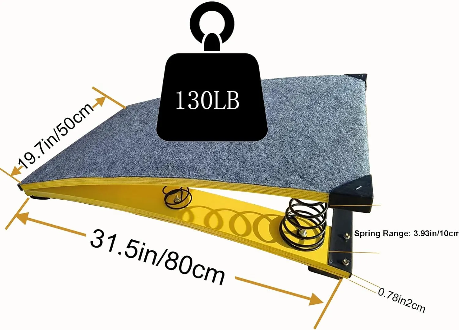 4 Springs Gymnastics Springboard for Kids Vaulting Training Fitness Playing, Portable Curved Spring Board, Hard Wood Practice Equipment, Elastic Board for Home Room Athletics Training