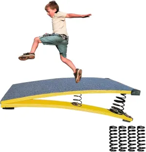 4 Springs Gymnastics Springboard for Kids Vaulting Training Fitness Playing, Portable Curved Spring Board, Hard Wood Practice Equipment, Elastic Board for Home Room Athletics Training