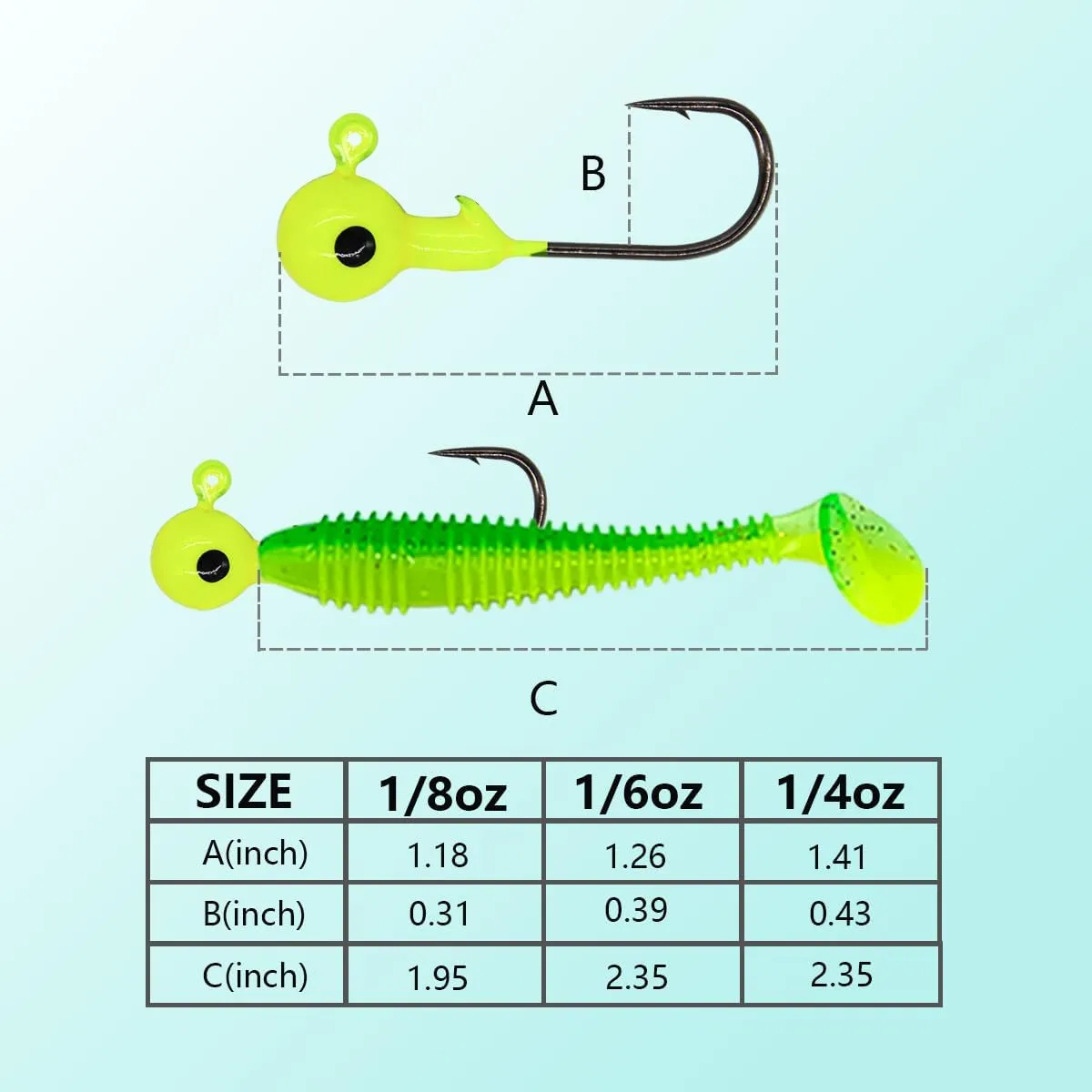 50pcs Fishing Jig Heads Set, Red Round Ball Fishing Hooks for Saltwater Freshwater Swimbait Bass, 1/8oz 1/6oz 1/4oz 1/19oz