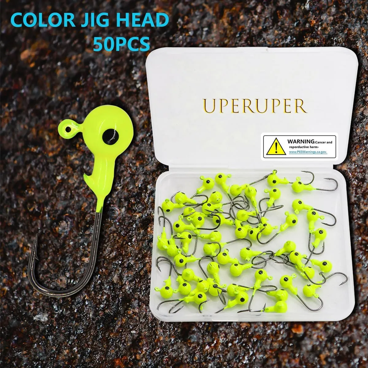 50pcs Fishing Jig Heads Set, Red Round Ball Fishing Hooks for Saltwater Freshwater Swimbait Bass, 1/8oz 1/6oz 1/4oz 1/19oz