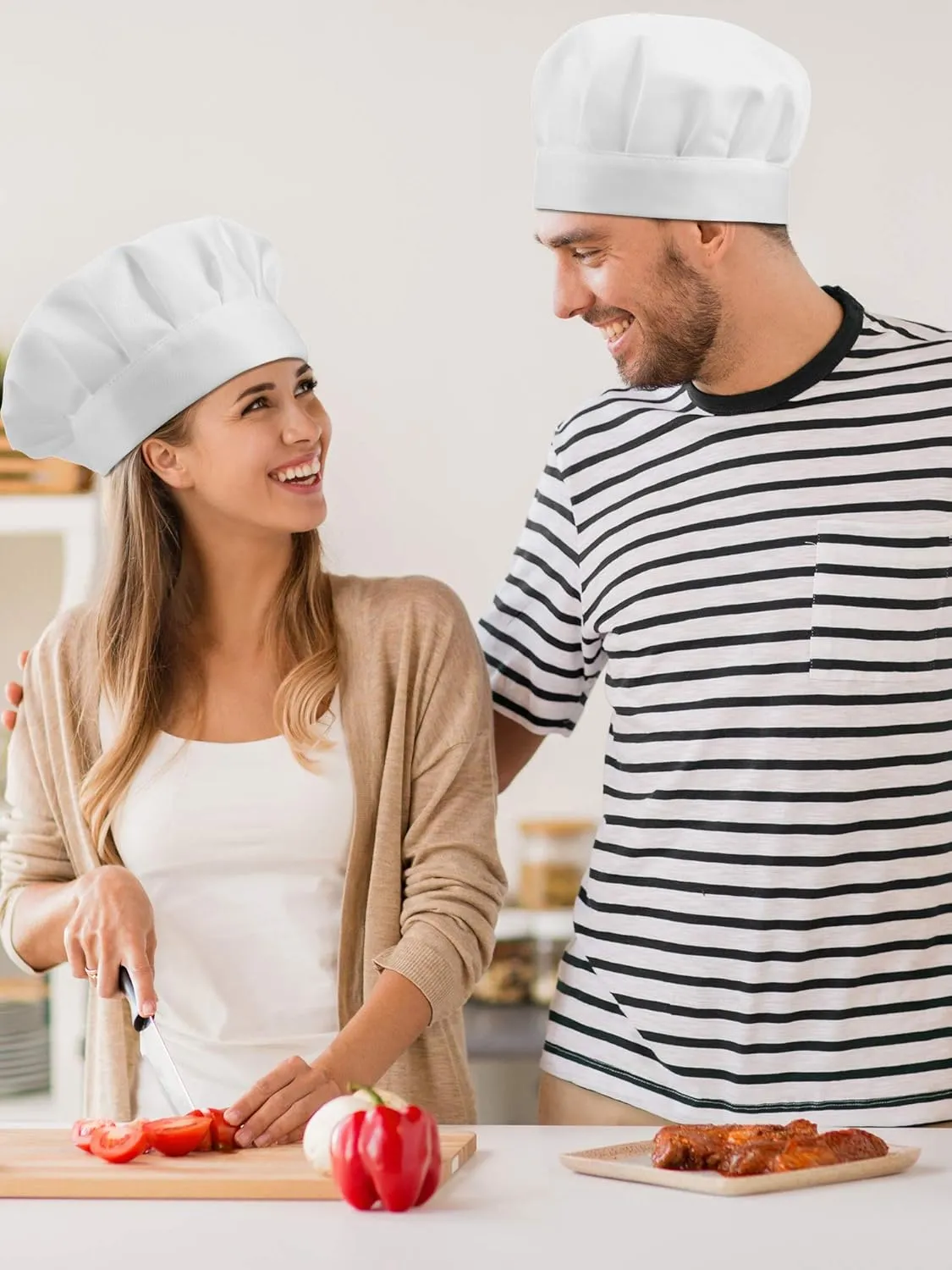 9 Pieces Chef Hats Adjustable Cooking Hat Elastic Kitchen Baker Caps for Adults