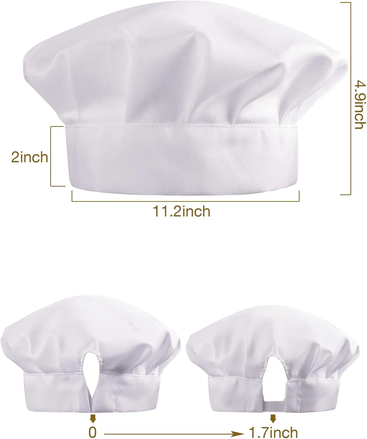 9 Pieces Chef Hats Adjustable Cooking Hat Elastic Kitchen Baker Caps for Adults