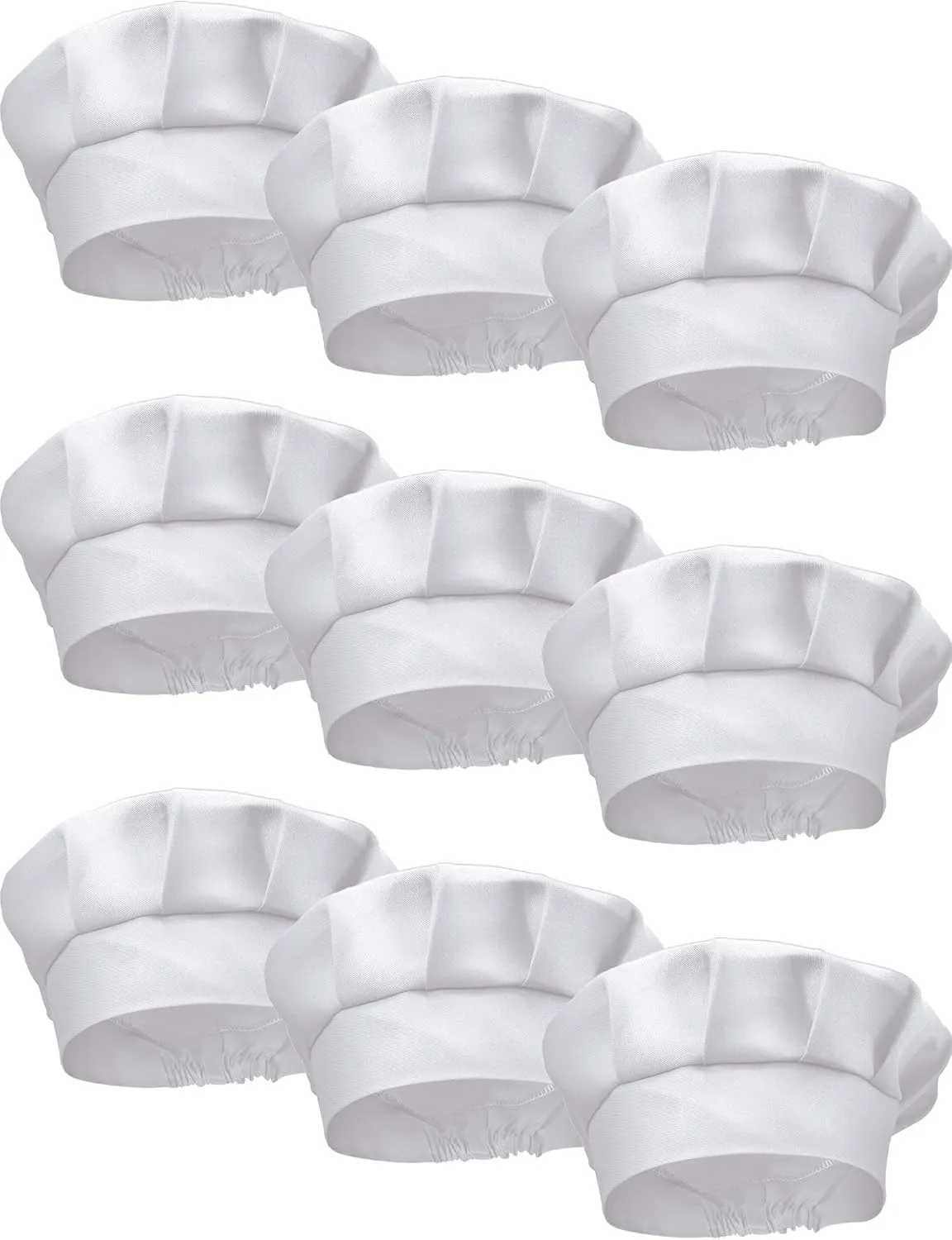 9 Pieces Chef Hats Adjustable Cooking Hat Elastic Kitchen Baker Caps for Adults