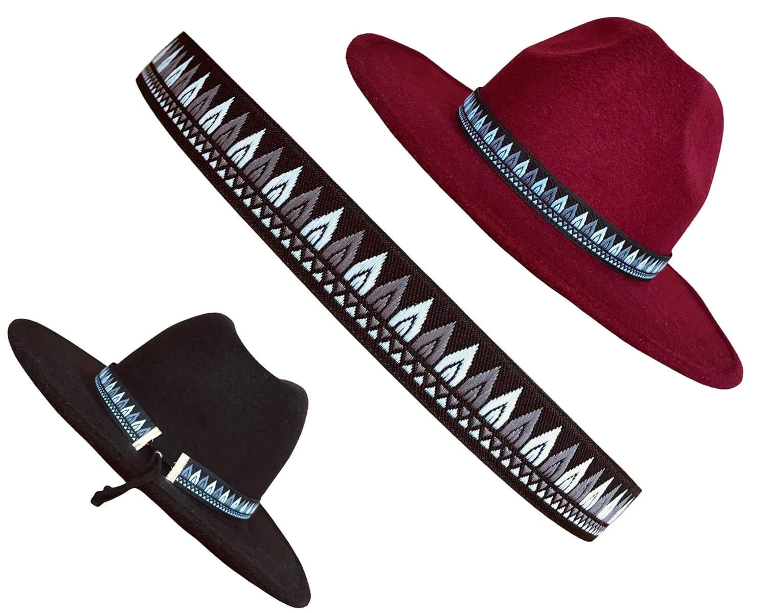 Adjustable Cowboy Hat band, Fedora Hatband Colors, Black, Gray, White, Hat Accessories for Men, Western Styling Hat Jewelry, Unisex Hat Belt