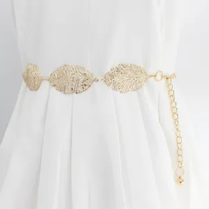 Adjustable Metal and Pearl Accent Waist Belts