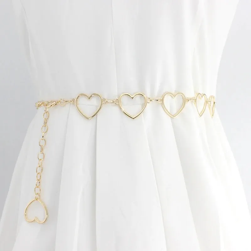 Adjustable Metal and Pearl Accent Waist Belts