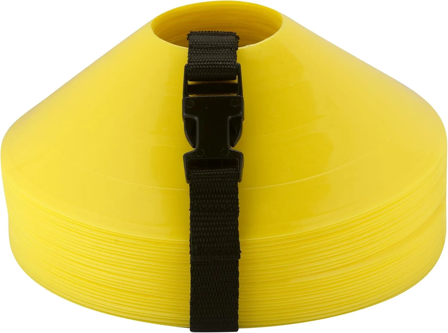 American Challenge Set of 25 Disc Cones with Carry Strap  2 Tall, 7 Base  Durable Sports Marker Cones for Soccer, Football, Basketball, Baseball, Tennis, Training Drills & Field Boundaries