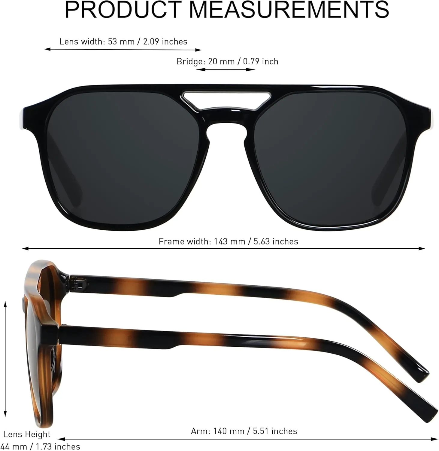 ANDWOOD Trendy Aviator Polarized Sunglasses Men Women Square Stylish Frame Sun Glasses