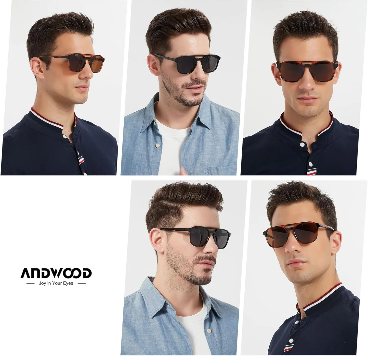 ANDWOOD Trendy Aviator Polarized Sunglasses Men Women Square Stylish Frame Sun Glasses