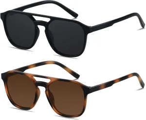 ANDWOOD Trendy Aviator Polarized Sunglasses Men Women Square Stylish Frame Sun Glasses
