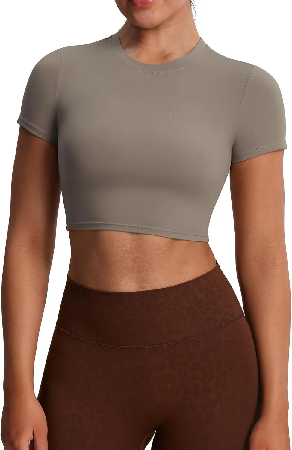 Aoxjox Short Sleeve Crop Tops for Women Classic Longline Baby Tee Workout T Shirt Top