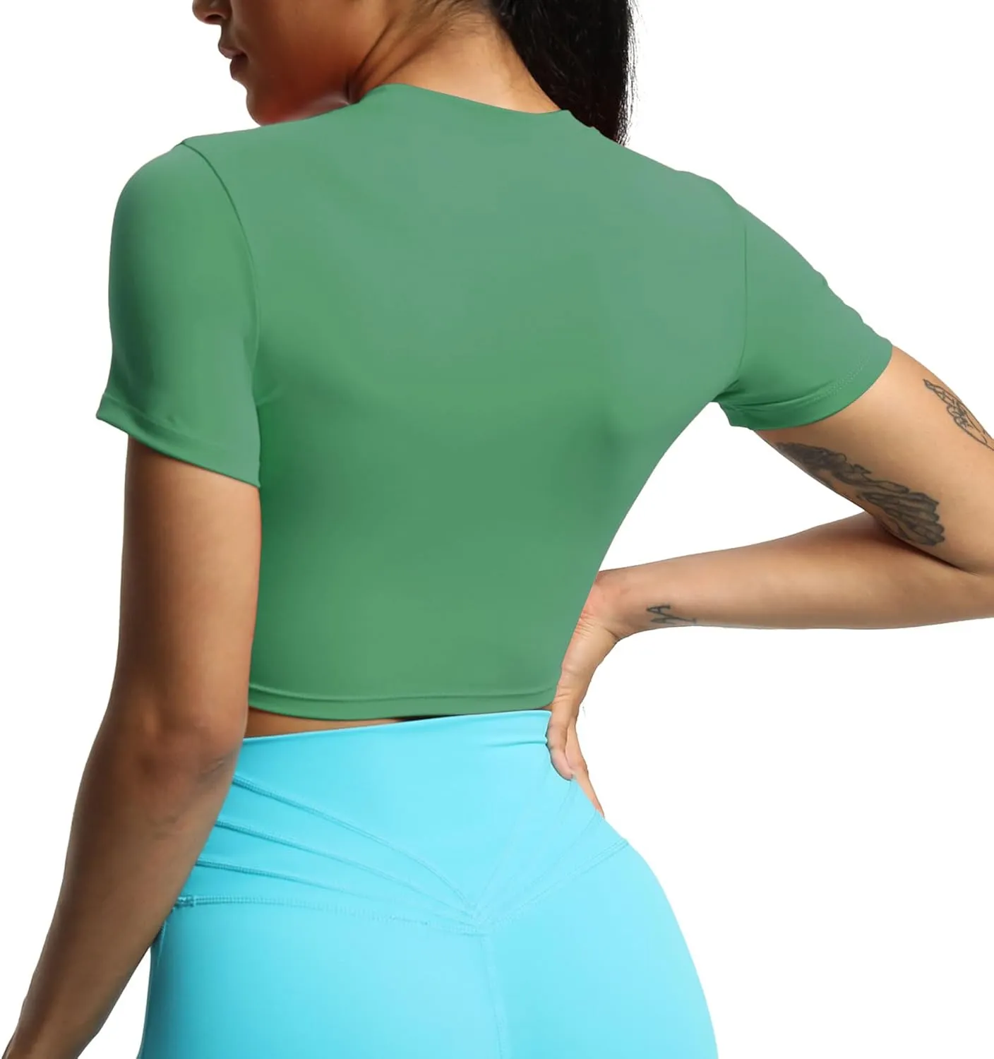 Aoxjox Short Sleeve Crop Tops for Women Classic Longline Baby Tee Workout T Shirt Top