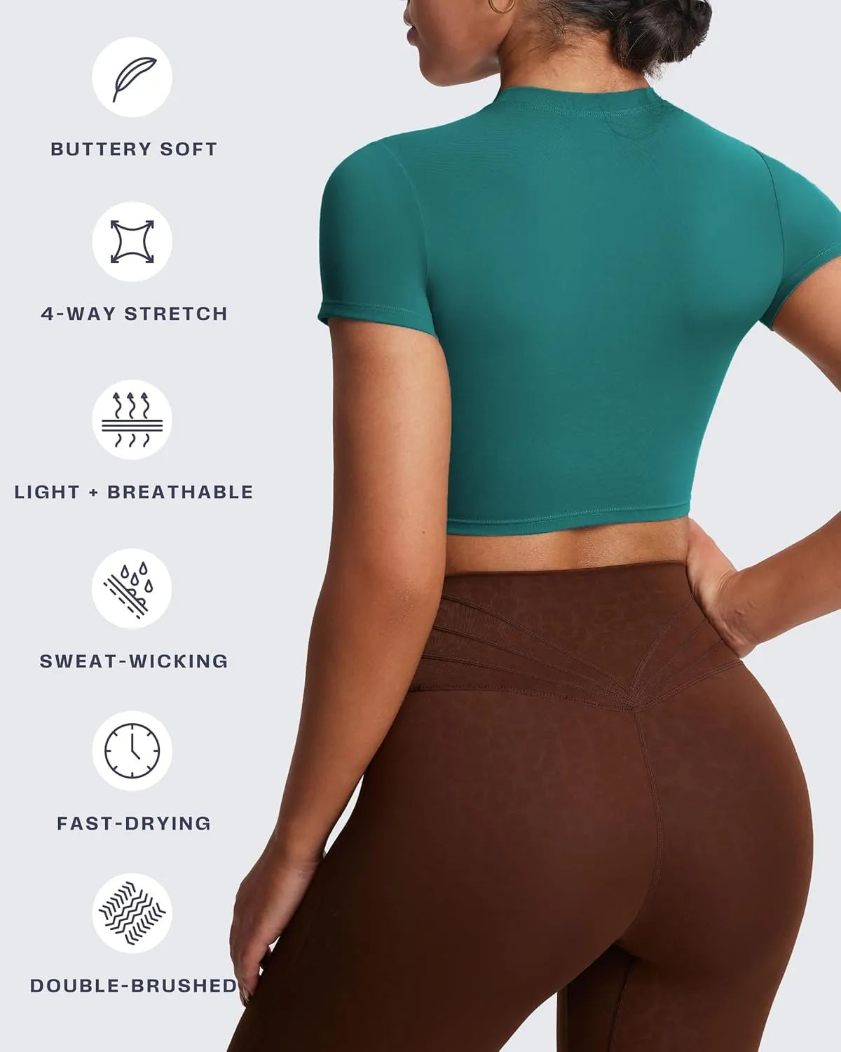 Aoxjox Short Sleeve Crop Tops for Women Classic Longline Baby Tee Workout T Shirt Top
