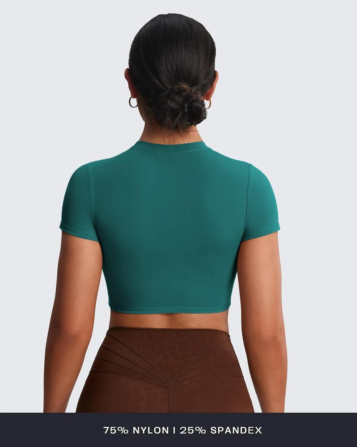 Aoxjox Short Sleeve Crop Tops for Women Classic Longline Baby Tee Workout T Shirt Top