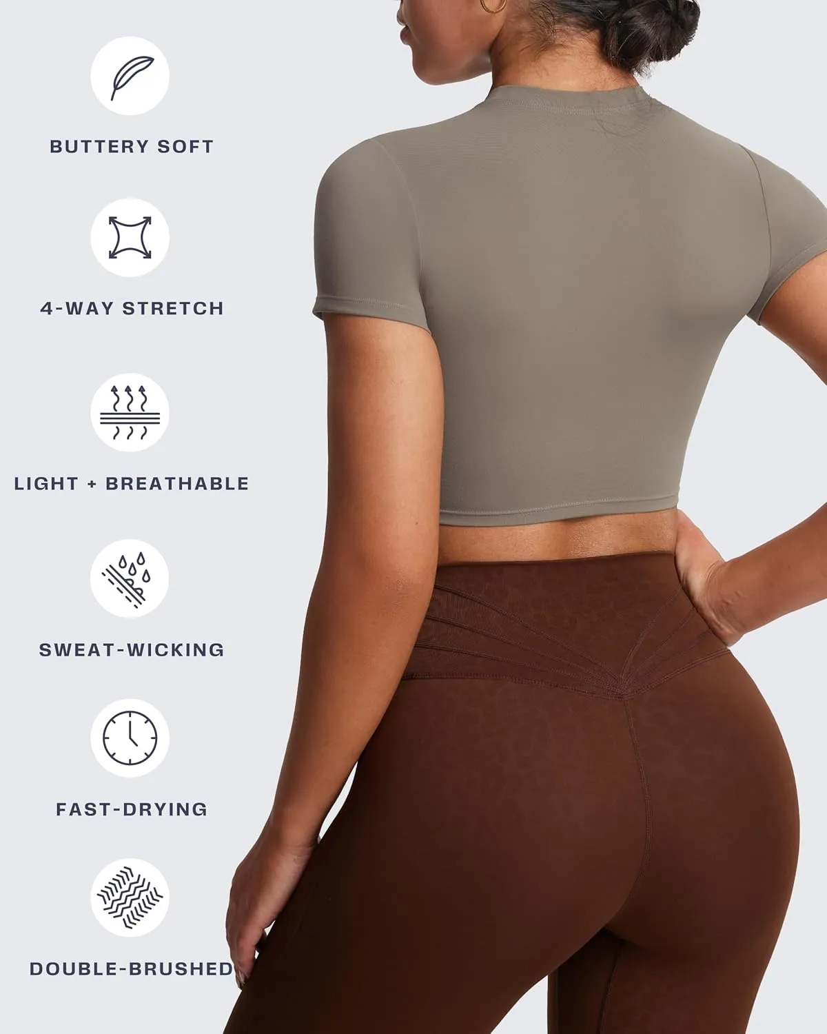 Aoxjox Short Sleeve Crop Tops for Women Classic Longline Baby Tee Workout T Shirt Top