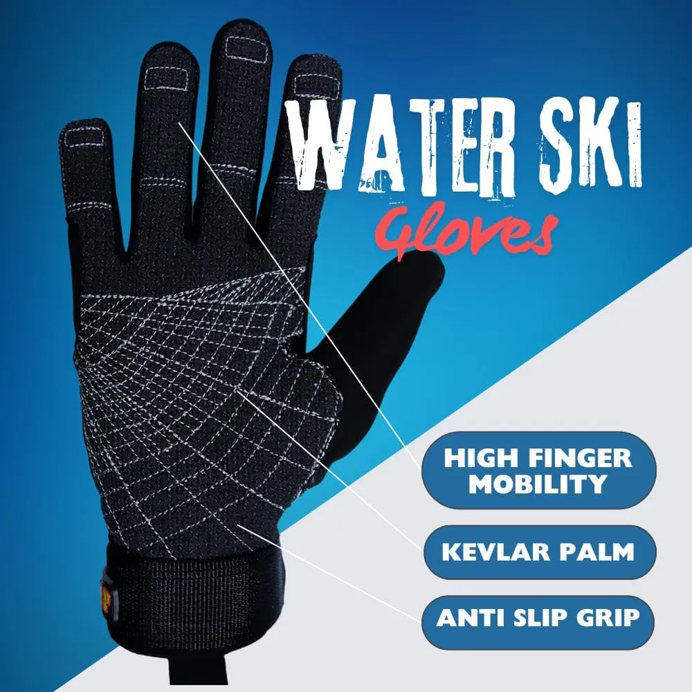 Apex Black Light Weight Water Ski Gloves UV Protection Sailing Gloves Men Women