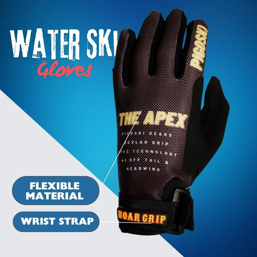 Apex Black Light Weight Water Ski Gloves UV Protection Sailing Gloves Men Women
