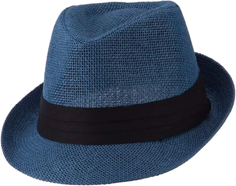 Ashen Fane Kid's Paper Straw with Black Band Fedora Hat