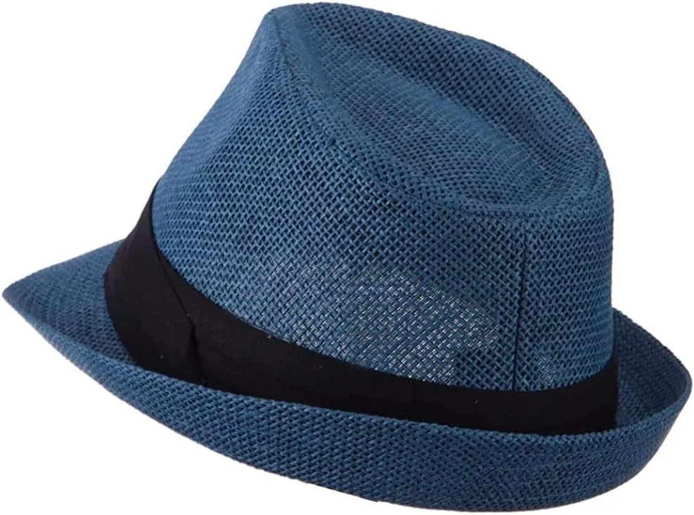 Ashen Fane Kid's Paper Straw with Black Band Fedora Hat