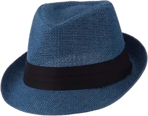 Ashen Fane Kid's Paper Straw with Black Band Fedora Hat