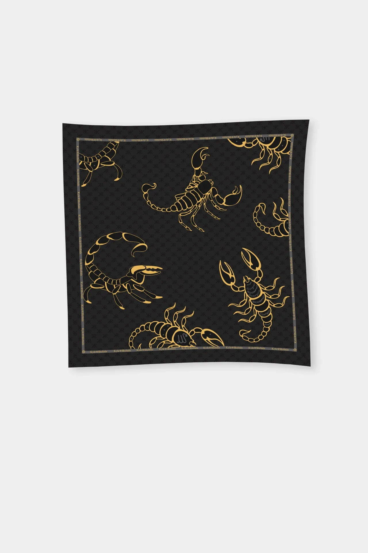 Black Scorpio Zodiac Print Scarves