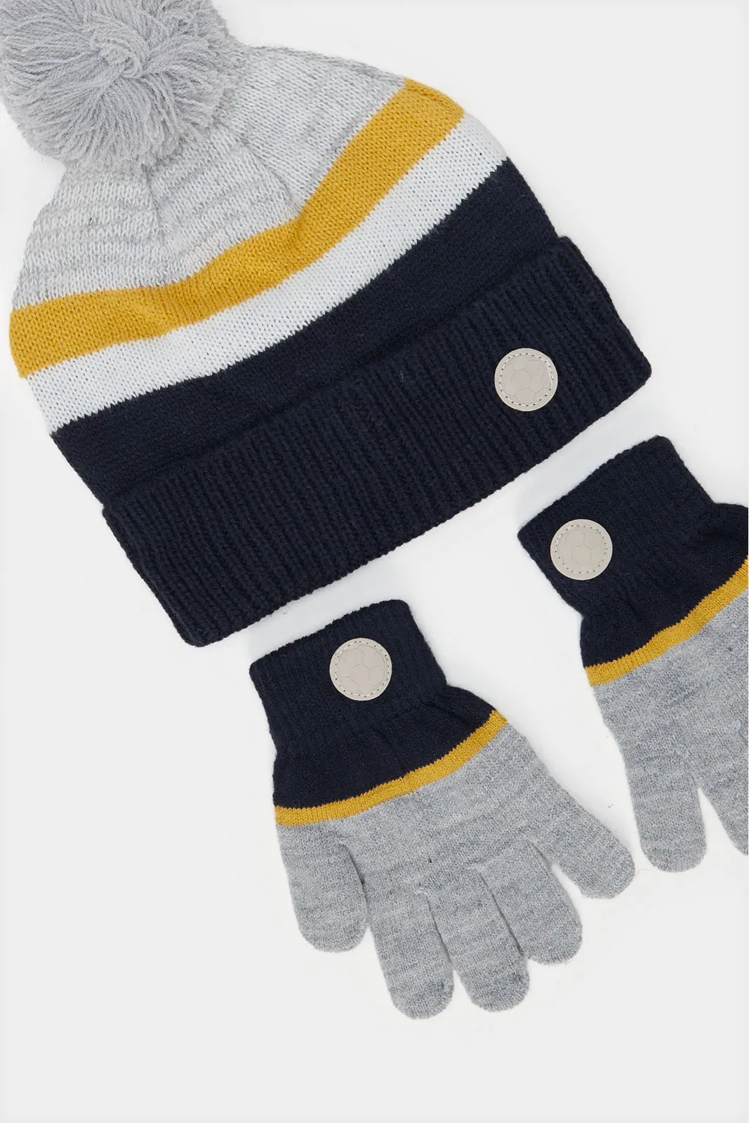 Boys Assorted Printed Knitted Cap Set (2 Piece)