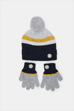 Boys Assorted Printed Knitted Cap Set (2 Piece)