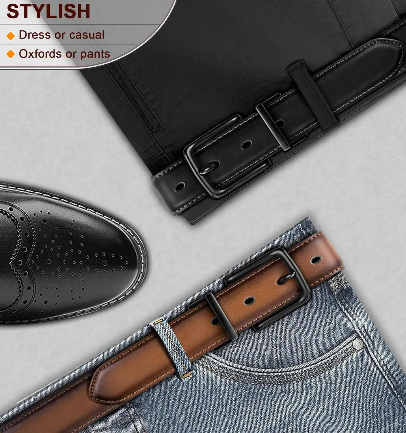 BULLIANT Men's Belt,Reversible Belt Adjustable For Gift Men 1.25??Cut For Fit-2 Sides in 1 Belt(Not 2)