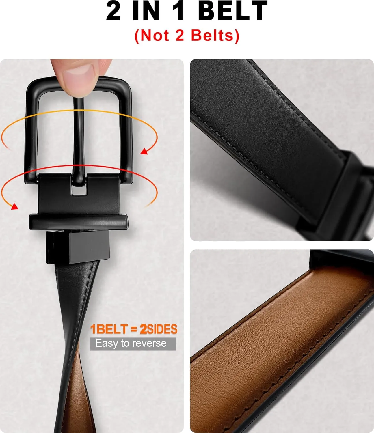 BULLIANT Men's Belt,Reversible Belt Adjustable For Gift Men 1.25??Cut For Fit-2 Sides in 1 Belt(Not 2)