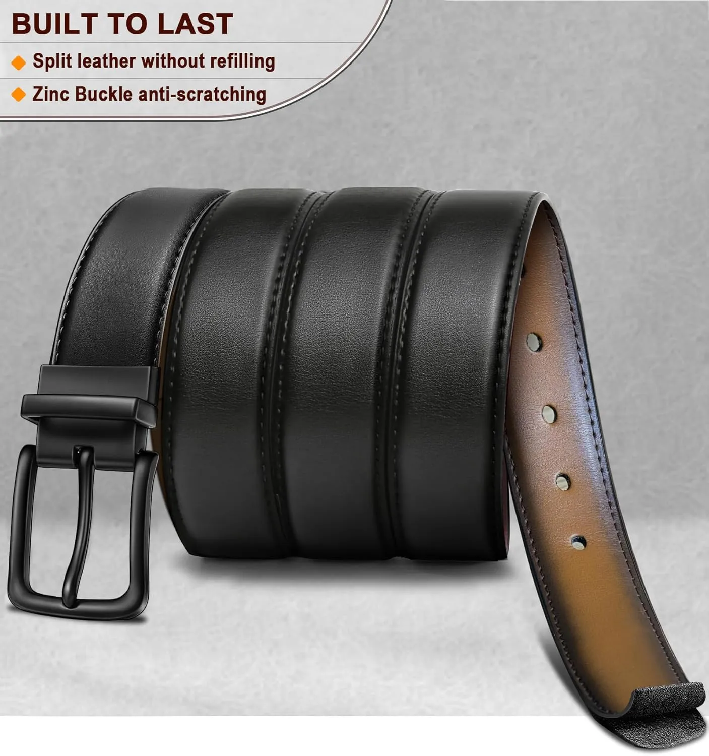 BULLIANT Men's Belt,Reversible Belt Adjustable For Gift Men 1.25??Cut For Fit-2 Sides in 1 Belt(Not 2)