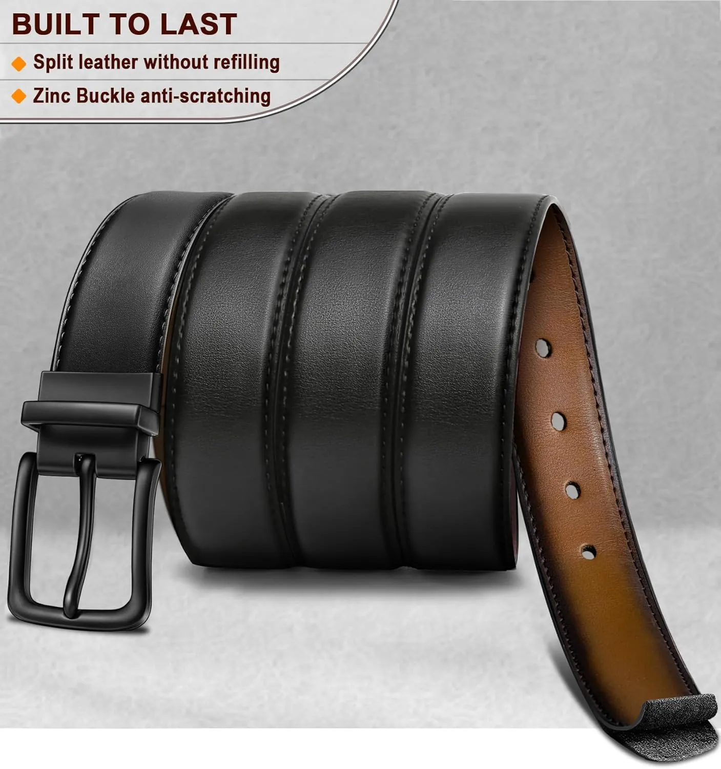 BULLIANT Men's Belt,Reversible Belt Adjustable For Gift Men 1.25??Cut For Fit-2 Sides in 1 Belt(Not 2)
