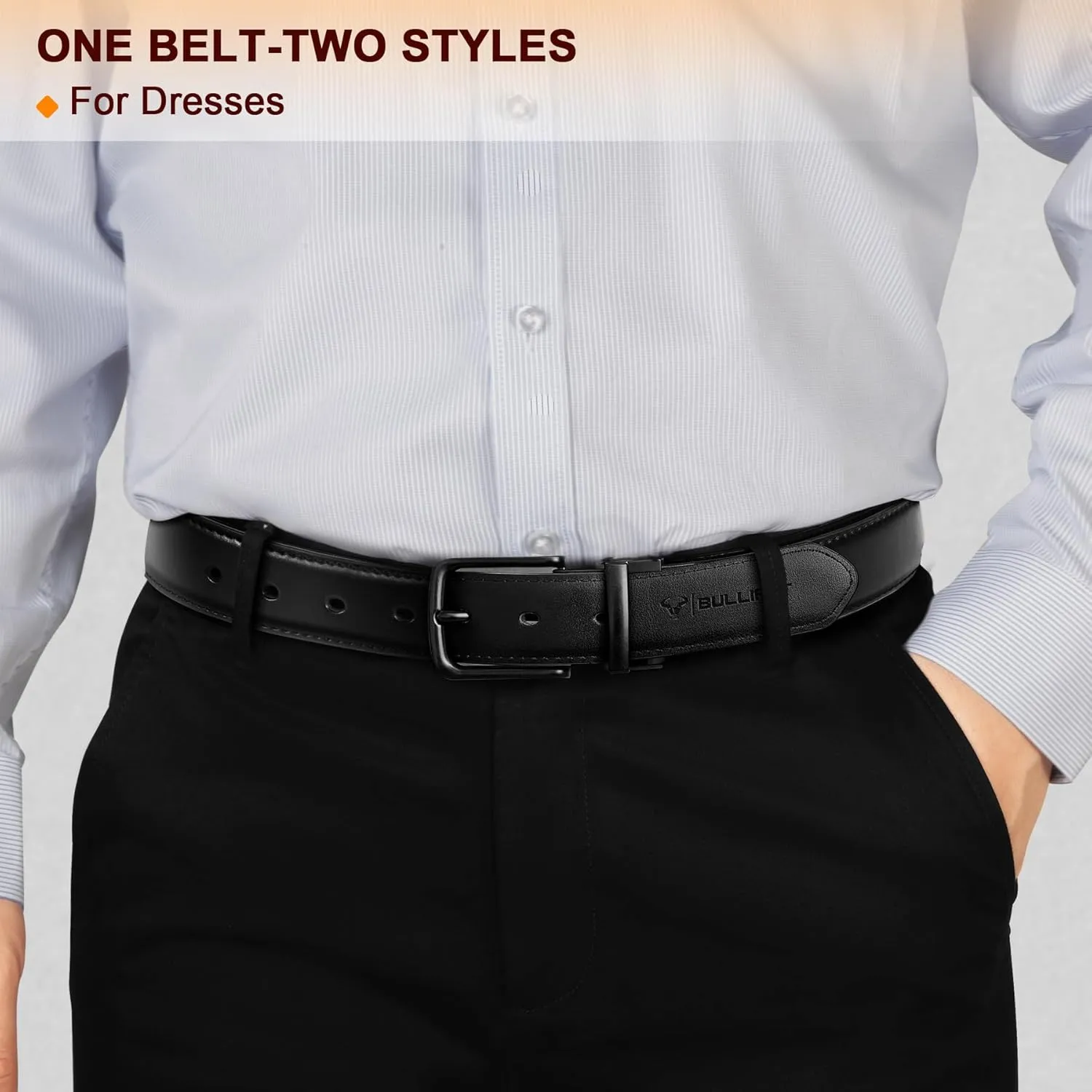 BULLIANT Men's Belt,Reversible Belt Adjustable For Gift Men 1.25??Cut For Fit-2 Sides in 1 Belt(Not 2)