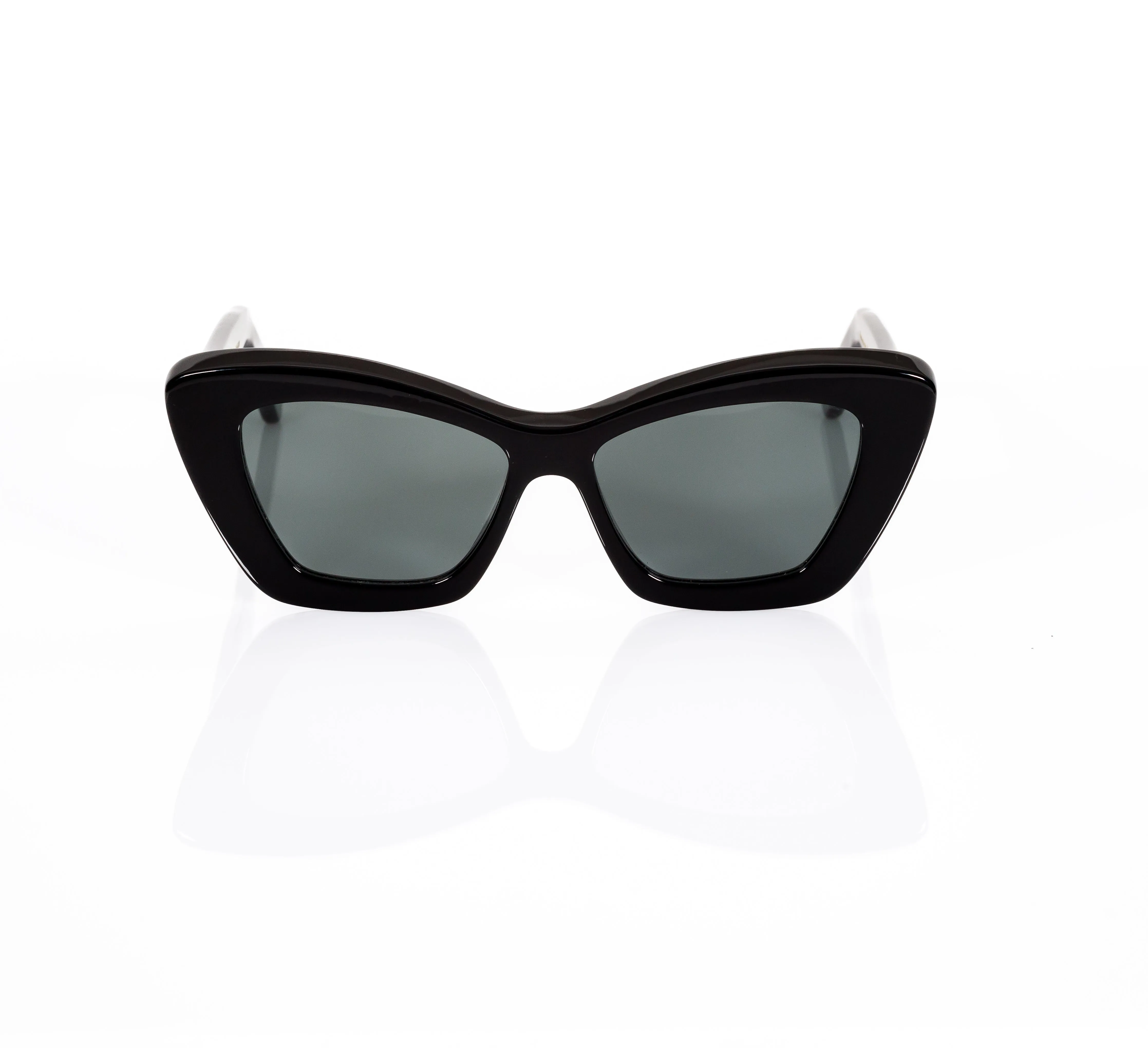 Cat-Eye Sunglasses in Ivory, Brown Lenses