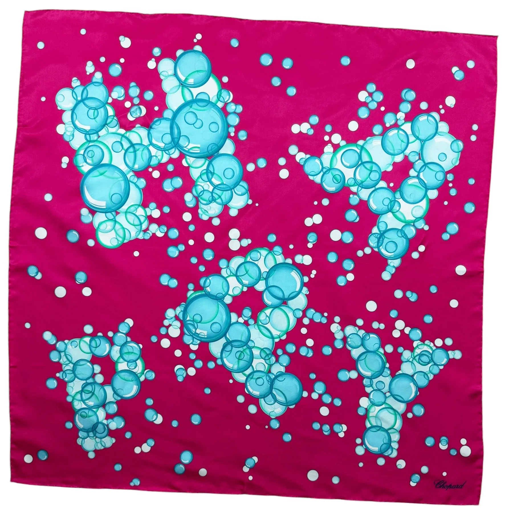Chopard Scarf Mint Pink Happy Bubbles - Twill Silk Square Foulard SALE
