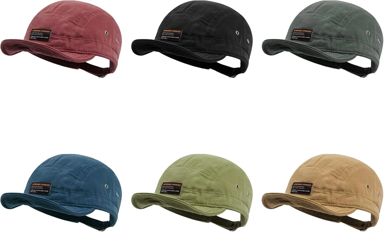 Clakllie Retro 5 Panel Short Brim Cap Casual Baseball Caps Dad Hat Flat Bill Snapback Fitted Caps Trucker Hat Short Cadet Cap
