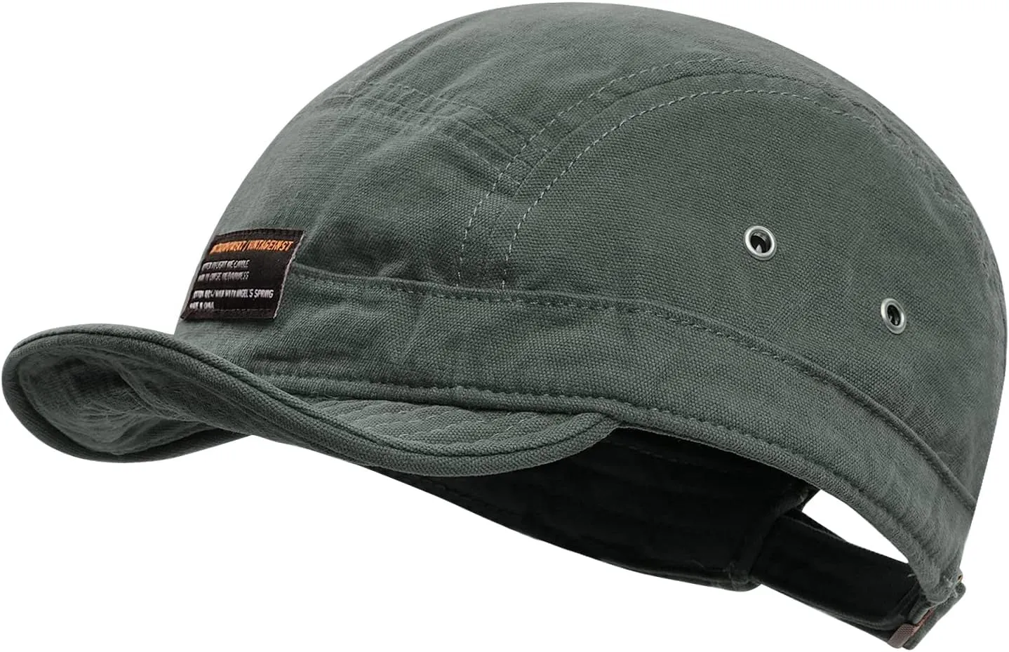 Clakllie Retro 5 Panel Short Brim Cap Casual Baseball Caps Dad Hat Flat Bill Snapback Fitted Caps Trucker Hat Short Cadet Cap