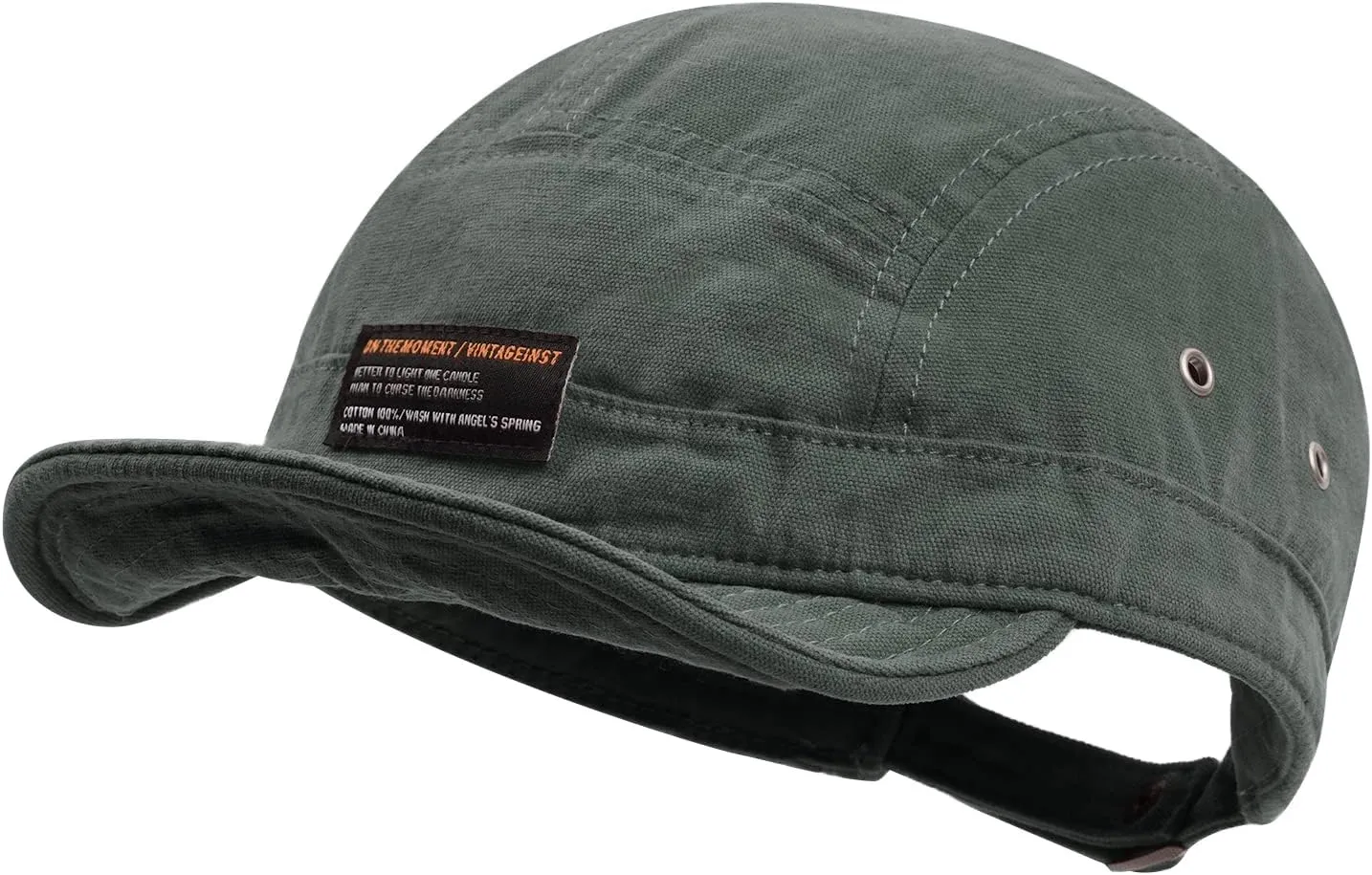 Clakllie Retro 5 Panel Short Brim Cap Casual Baseball Caps Dad Hat Flat Bill Snapback Fitted Caps Trucker Hat Short Cadet Cap