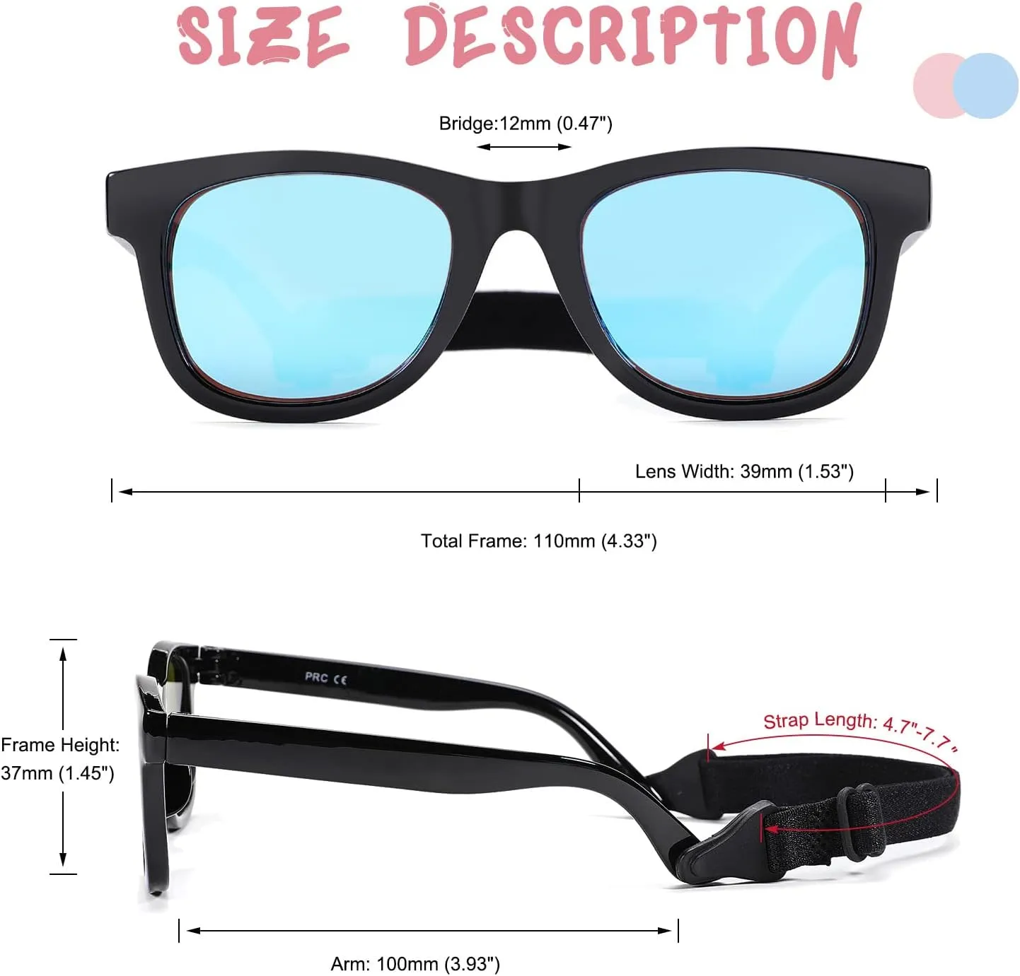 COASION Bendable Flexible Polarized Newborn Baby Sunglasses with Strap for Infant Boys Girls Age 0-12 Months CA8042