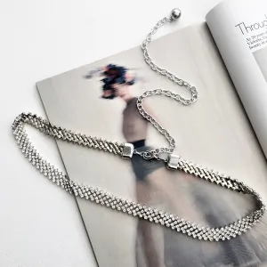 DIAMANTE ROWS CHAIN BACK BELT