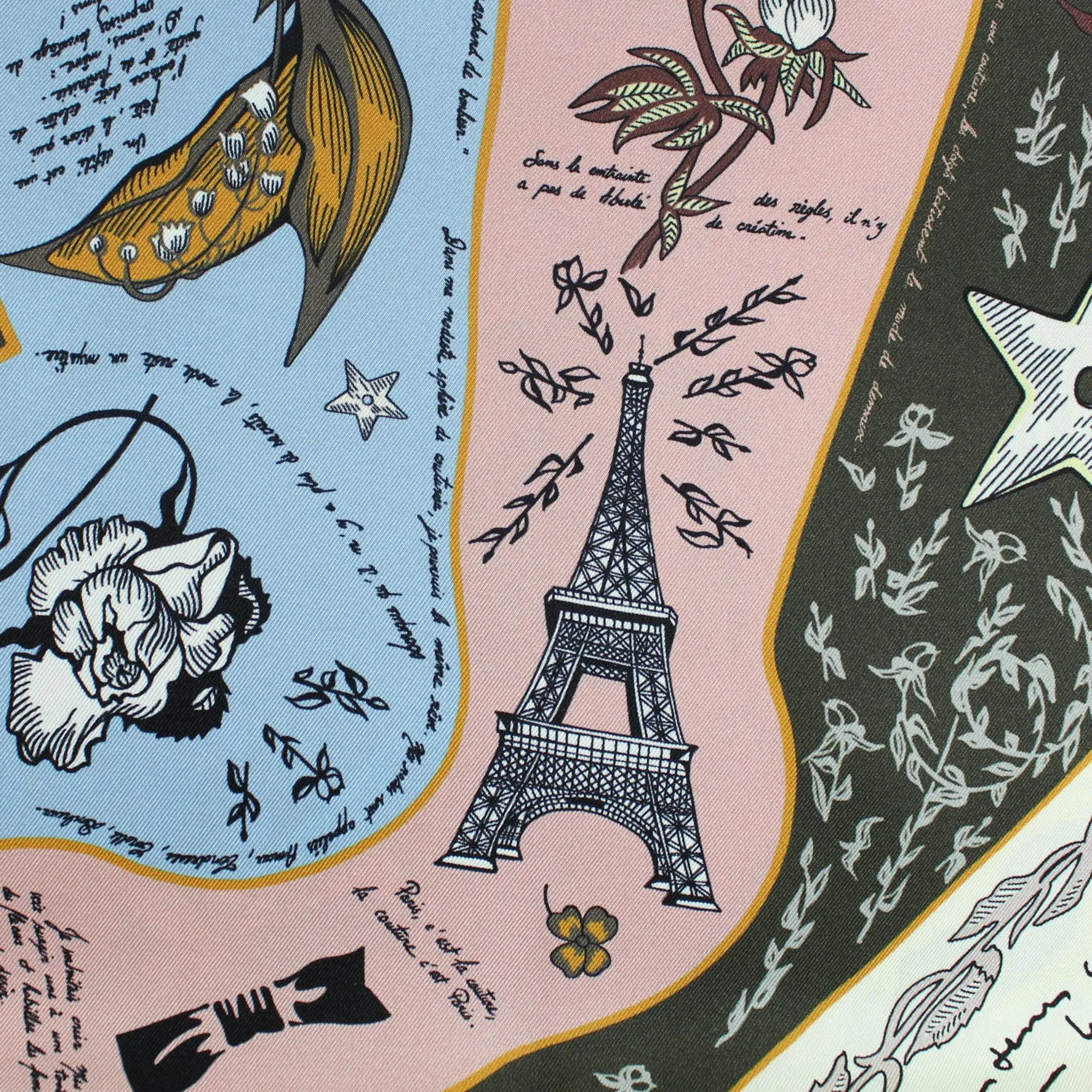 Dior Scarf Yellow Roses & Novelty - Twill Silk Square Foulard FINAL SALE