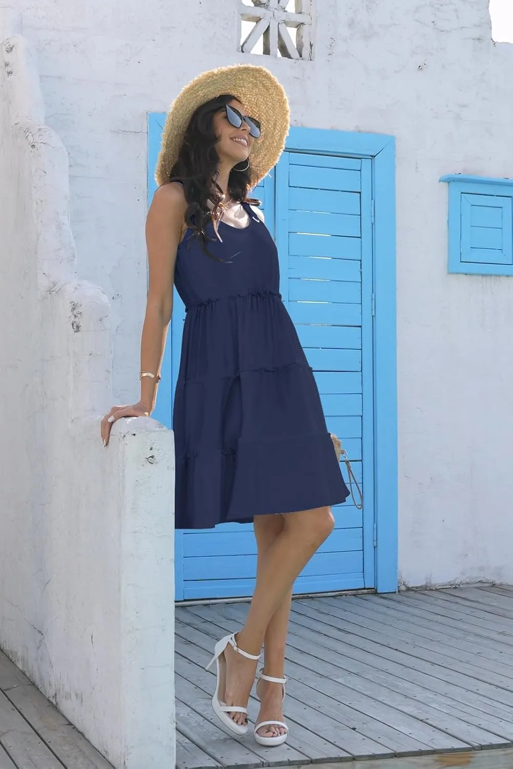 Disamer Summer Dresses for Women 2025 Sundresses Vacation Sleeveless Beach Swimsuit Cover Ups Spring Outfits Casual Sun Dress