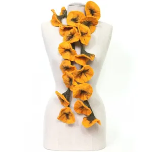 Felted flower scarves- Gold/ Green