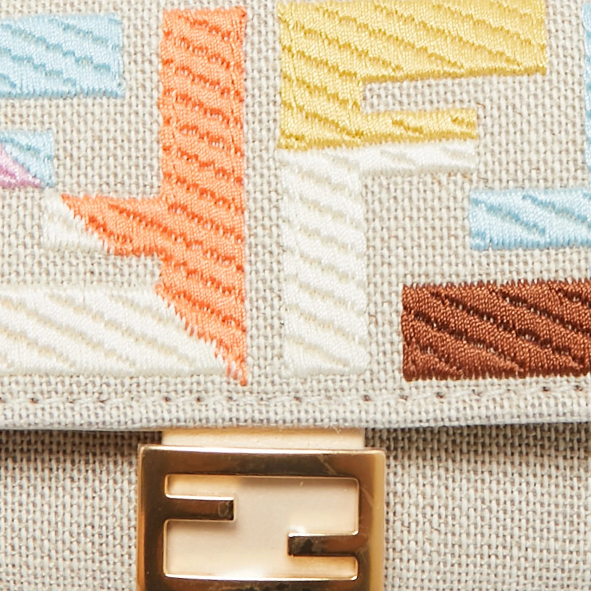 Fendi Multicolor Zucca Canvas Nano Baguette Charm Bag