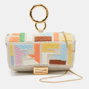 Fendi Multicolor Zucca Canvas Nano Baguette Charm Bag