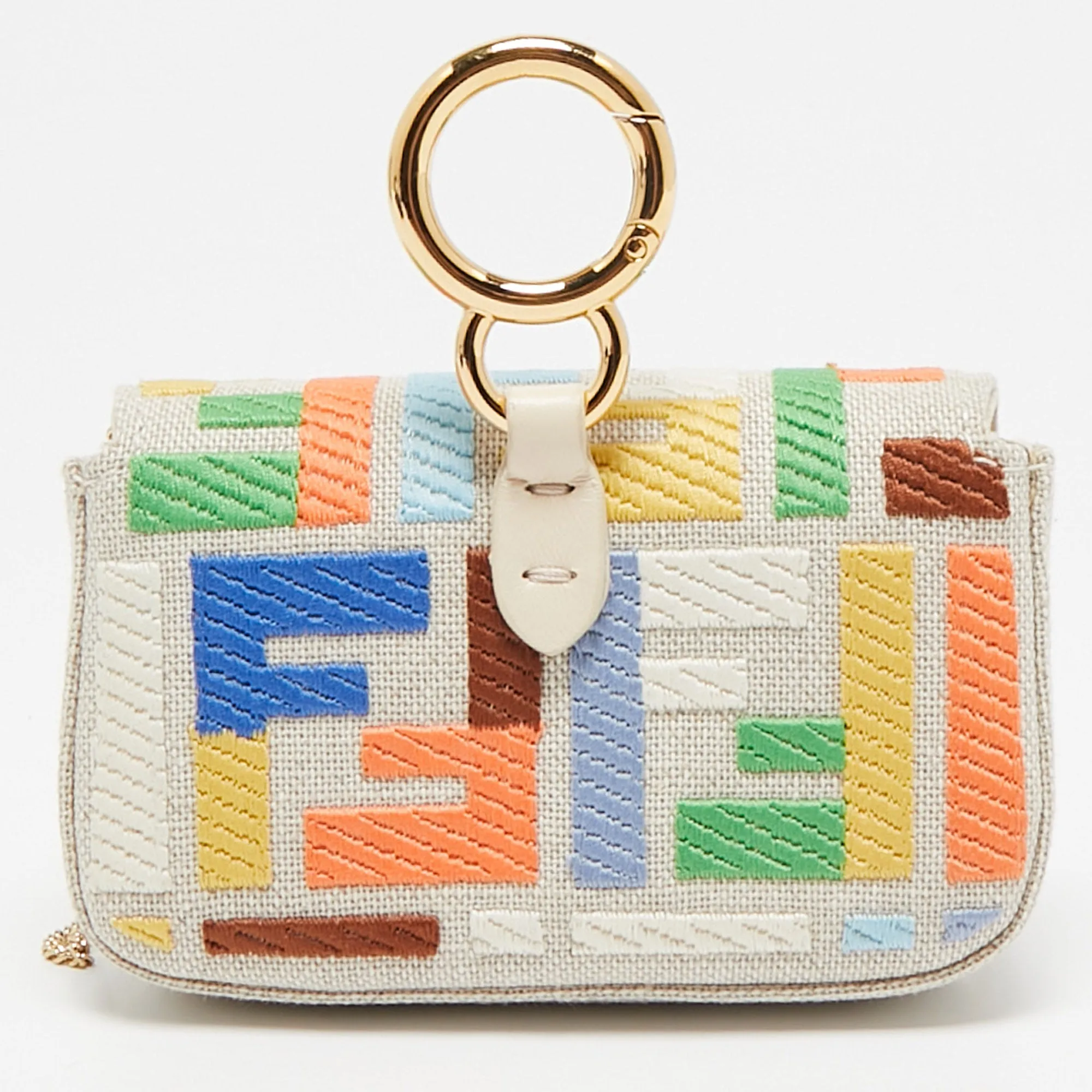 Fendi Multicolor Zucca Canvas Nano Baguette Charm Bag