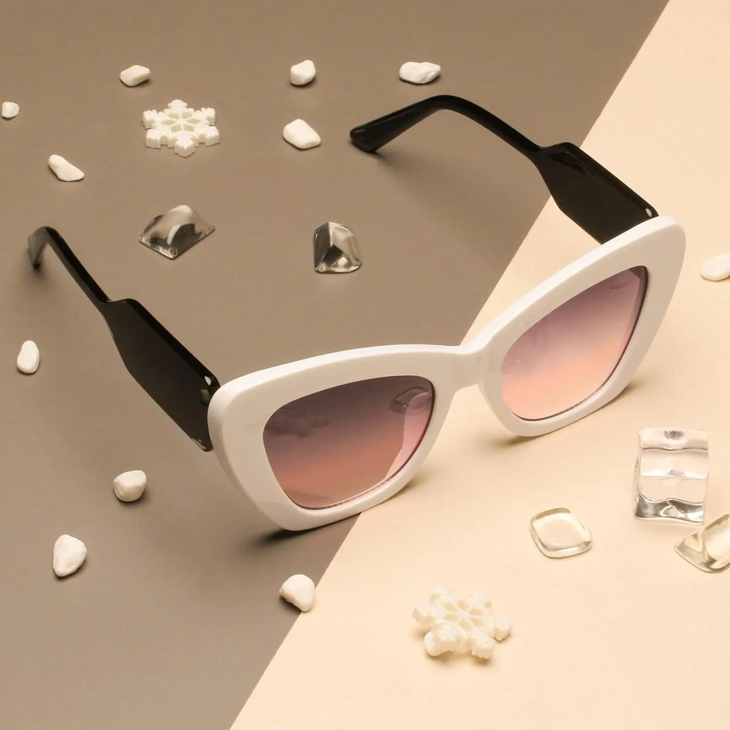 Freckles Mark Trendy Designer Sunglasses Womens Cute Fashion Square Cat Eye Sun Glasses
