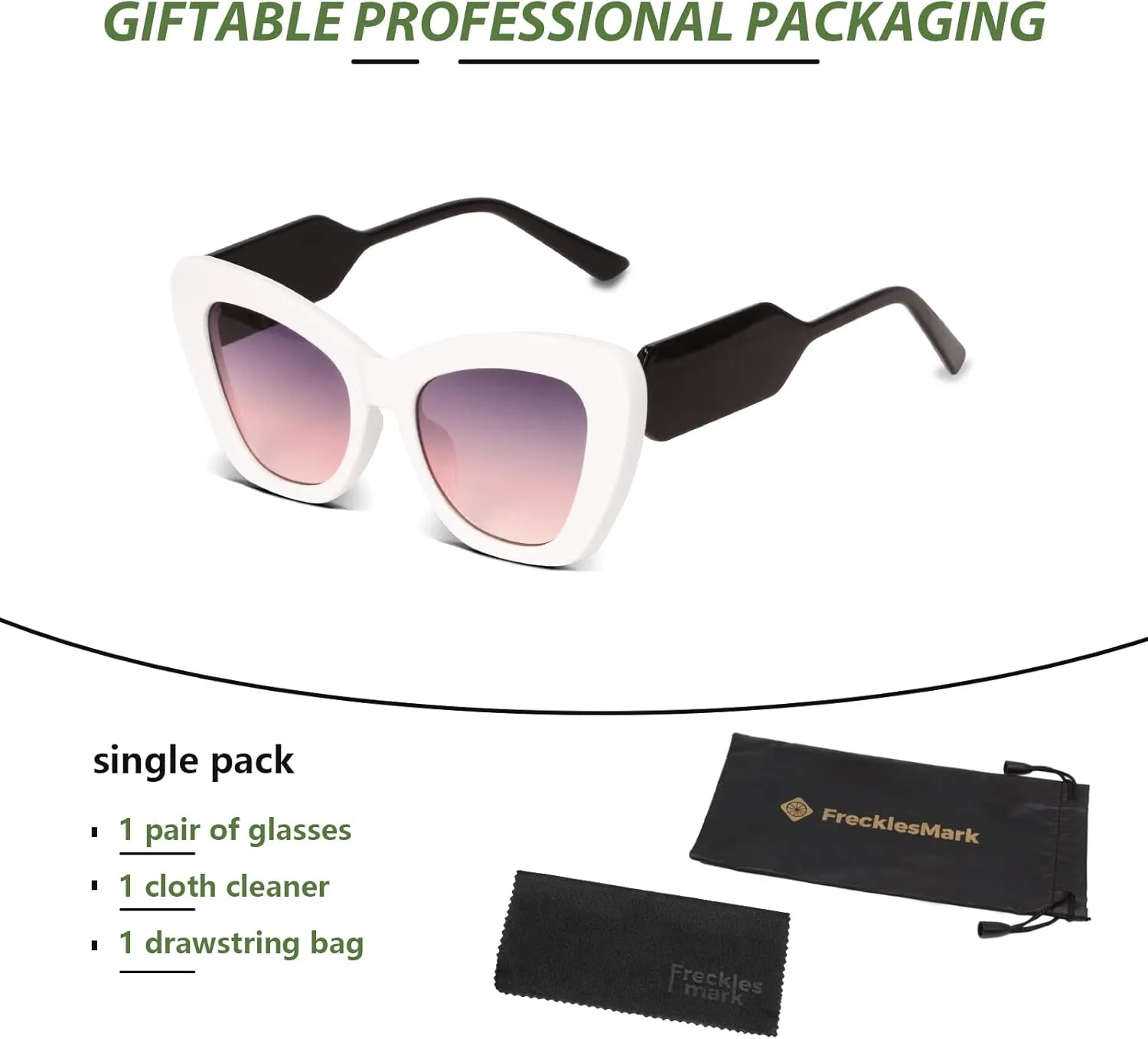 Freckles Mark Trendy Designer Sunglasses Womens Cute Fashion Square Cat Eye Sun Glasses